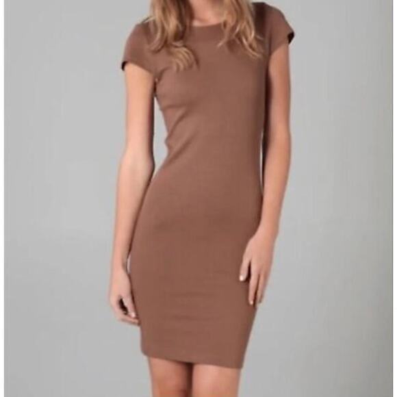 Alice + Olivia Empleada Employed Tan Cap Sleeve Stretch Sheath Dress ⬇️ - Picture 1 of 4